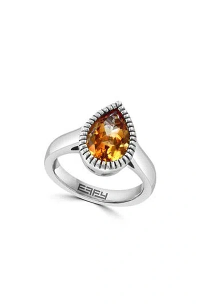 Effy Sterling Silver Pear Cut Citrine Ring In Orange