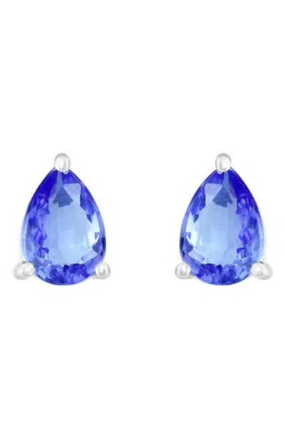 Effy Sterling Silver Pear Cut Tanzanite Stud Earrings In Purple