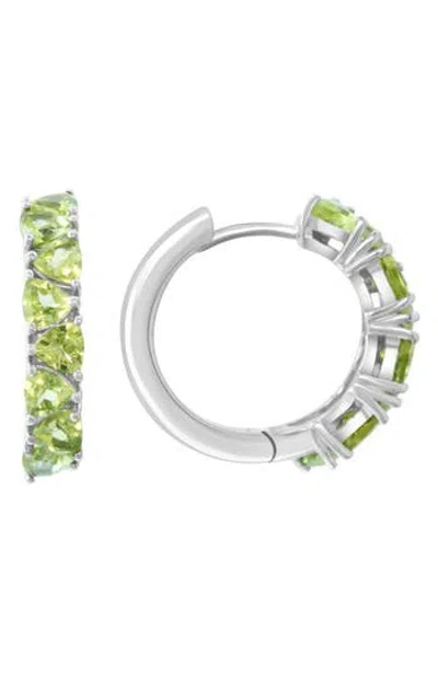 Effy Sterling Silver Peridot Hoop Earrings In Green