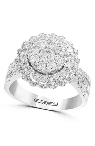 Effy Sterling Silver Radiant Bloom Diamond Ring