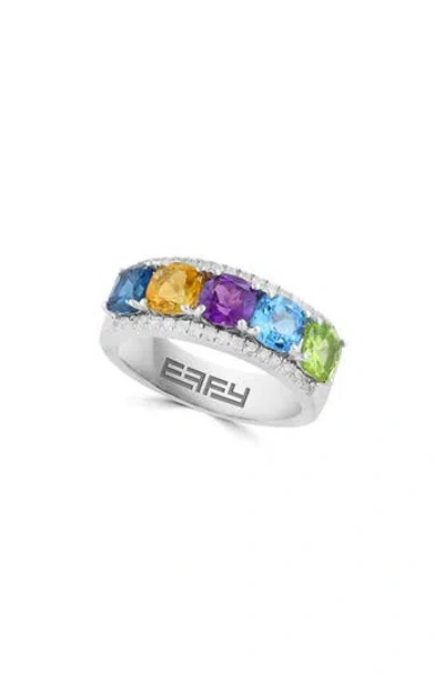 Effy Sterling Silver Rainbow Gemstone Band Ring
