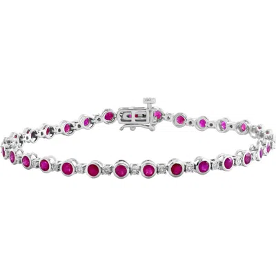 Effy Sterling Silver Ruby And Diamond Bracelet