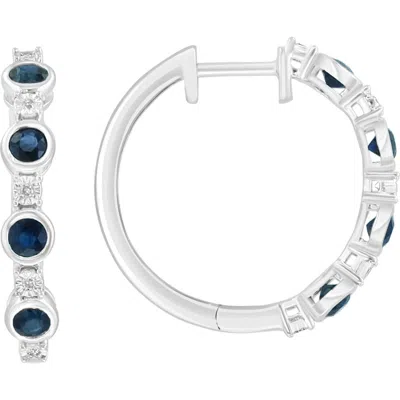 Effy Sterling Silver Ruby & Diamond Hoop Earrings In Multi
