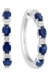 Effy Sterling Silver Ruby & Diamond Hoop Earrings In Blue