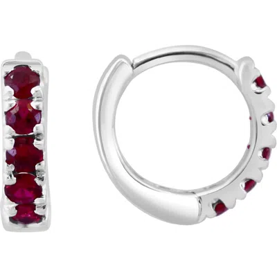 Effy Sterling Silver Ruby Huggie Hoop Earrings In Multi