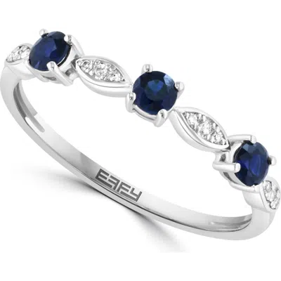 Effy Sterling Silver Sapphire & Diamond Band Ring In Gold