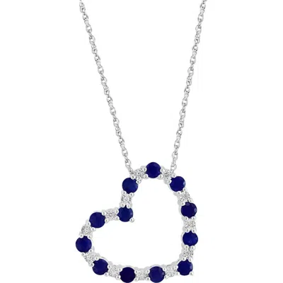 Effy Sterling Silver Sapphire & Diamond Heart Pendant Necklace In Multi