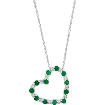 Effy Sterling Silver Sapphire & Diamond Heart Pendant Necklace In Multi