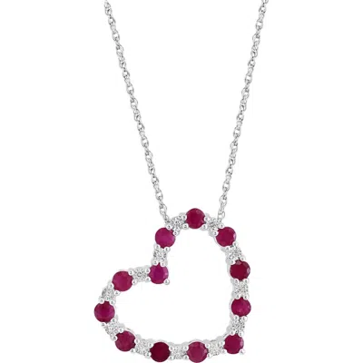 Effy Sterling Silver Sapphire & Diamond Heart Pendant Necklace In Multi