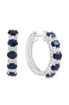Effy Sterling Silver Sapphire & Diamond Hoop Earrings In Multi