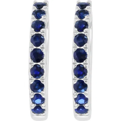 Effy Sterling Silver Sapphire Huggie Hoop Earrings In Gray