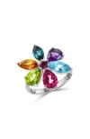Effy Sterling Silver Semiprecious Gemstone Flower Ring In Silver Multi