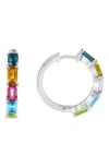 Effy Sterling Silver Semiprecious Stone Huggie Hoop Earrings In Multi