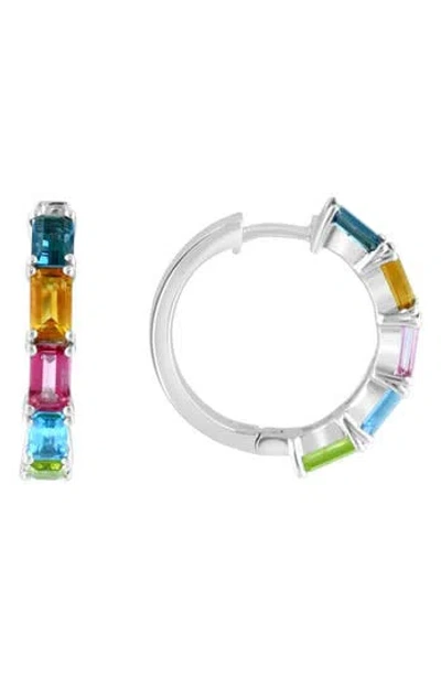 Effy Sterling Silver Semiprecious Stone Huggie Hoop Earrings In Multi