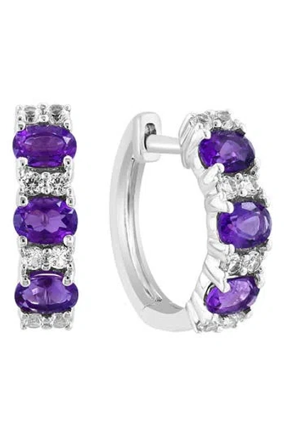 Effy Sterling Silver Semiprecious Stone Huggie Hoop Earrings In Purple