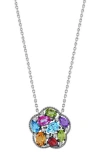 Effy Sterling Silver Semprecious Stone & Diamond Floral Pendant Necklace In Metallic