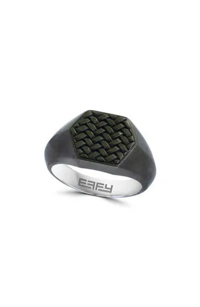 Effy Sterling Silver Signet Ring In Black
