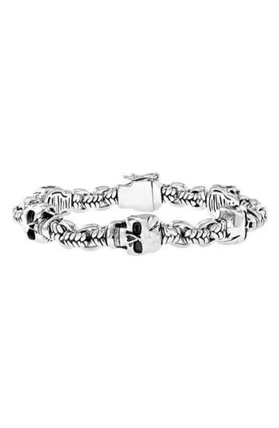 Effy Sterling Silver Skull Station Chain Bracelet In Metallic