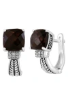 Effy Sterling Silver Smoky Quartz & Diamond Hoop Earrings In Brown