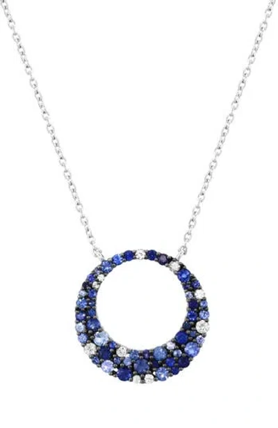 Effy Sterling Silver White & Blue Sapphire Circle Pendant Necklace