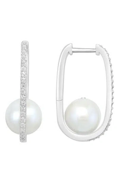 Effy Sterling Silver White Topaz & Freshwater Pearl Drop Earrings
