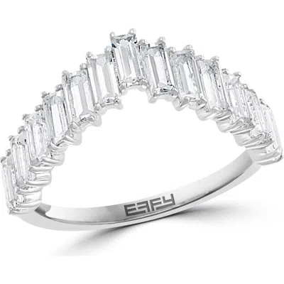 Effy Sterling Silver White Topaz Baguette Ring In Metallic