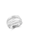 Effy Sterling Silver White Ziron Band Ring In Silver