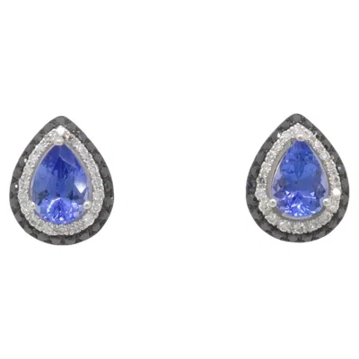 Pre-owned Effy Tanzanite & Diamond Halo Earrings Crafted By  In Multi