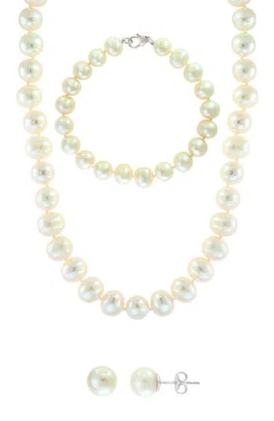 Effy Three-piece Freshwater Pearl Necklace, Bracelet And Earrings Set In Multi