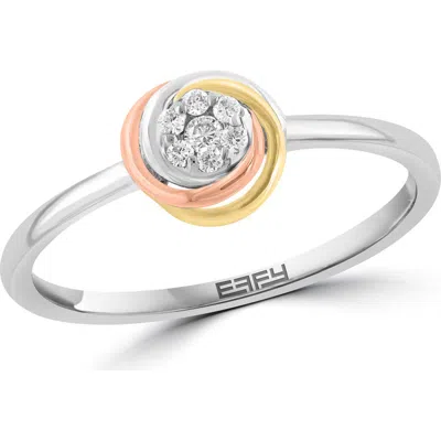 Effy Tri-tone Pavé Diamond Ring In Metallic