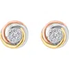 Effy Tri-tone Pavé Diamond Round Stud Earrings In Multi
