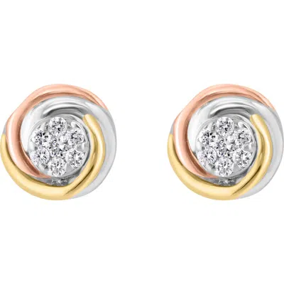 Effy Tri-tone Pavé Diamond Round Stud Earrings In Multi
