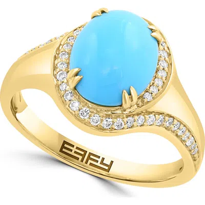 Effy Turquoise And Diamond Halo Ring In Blue