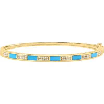 Effy Turquoise & Diamond Hinged Bangle Bracelet In Blue