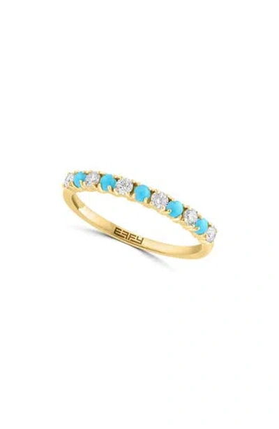 Effy Turquoise & Diamond Ring In Yellow Gold/blue