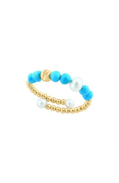Effy Turquoise & Freshwater Pearl Ring In Gold