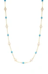 Effy Turquoise & Freshwater Pearl Station Necklace In Gold Multi