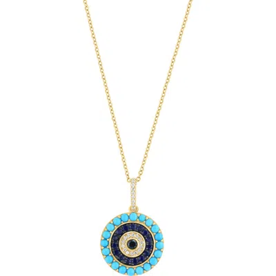 Effy Turquoise & Sapphire Pendant Necklace In Blue