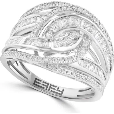 Effy Twisted Baguette Diamond Crossover Ring In Metallic