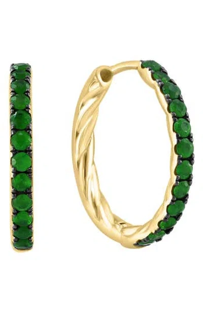 Effy Twisted Hoop Earrings In Emerald/yellow Gold