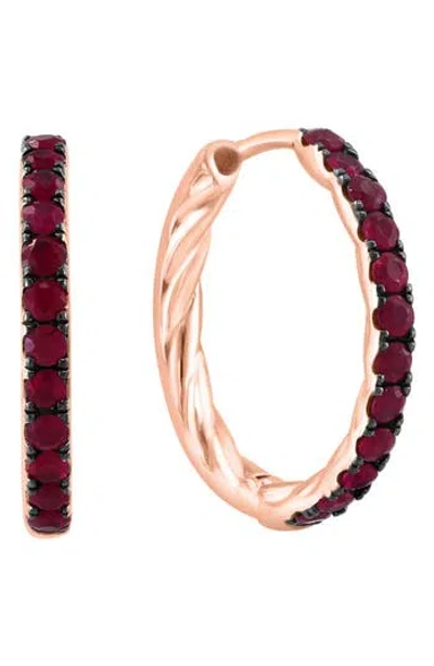 Effy Twisted Hoop Earrings In Ruby/rose Gold