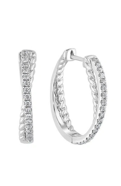 Effy Twisted Pavé Diamond Hoop Earrings In Metallic