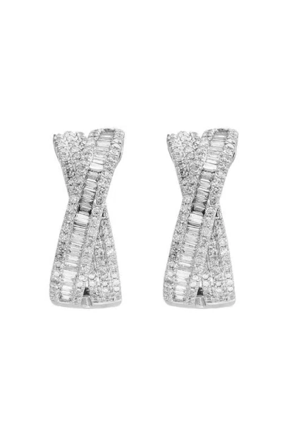 Effy Twisted Ribbon Diamond Hoop Earrings In Metallic