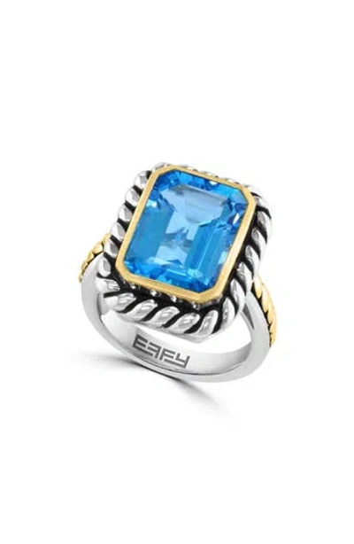 Effy Two Tone Blue Topaz Ring In Metallic