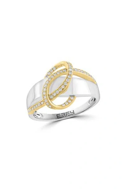 Effy Two-tone Diamond Ring In Gold