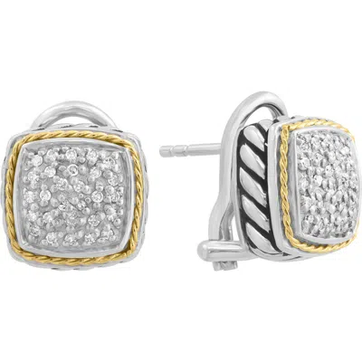Effy Two-tone Diamond Stud Earrings In Silver