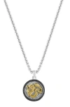 Effy Two-tone Dragon Disc Pendant Necklace In Black