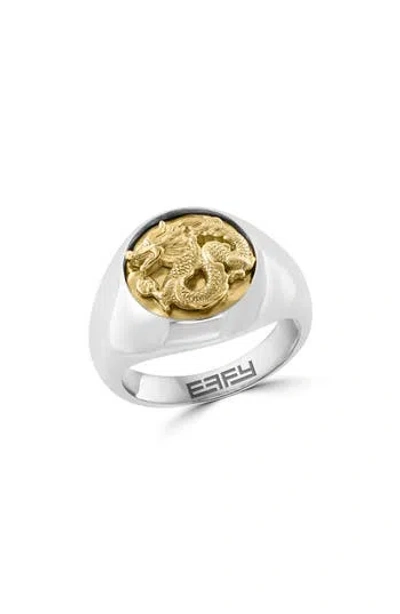 Effy Two-tone Dragon Signet Ring In Gold