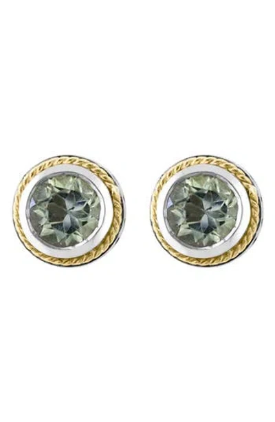 Effy Two-tone Green Quartz Stud Earrings
