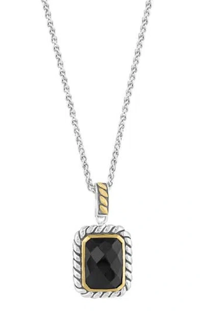 Effy Two-tone Onyx Pendant Necklace In Black